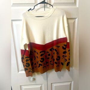NWOT Womens L Cheetah Print Sweater